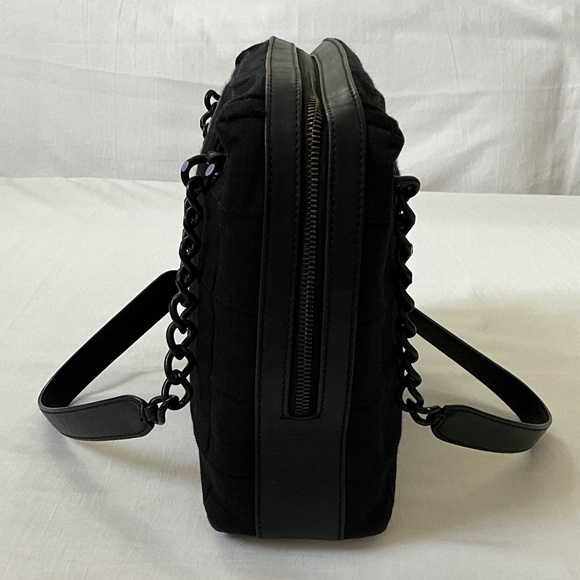 CHANEL Vintage Jersey Square Quilt Shoulder Tote Black - Picture 3 of 15